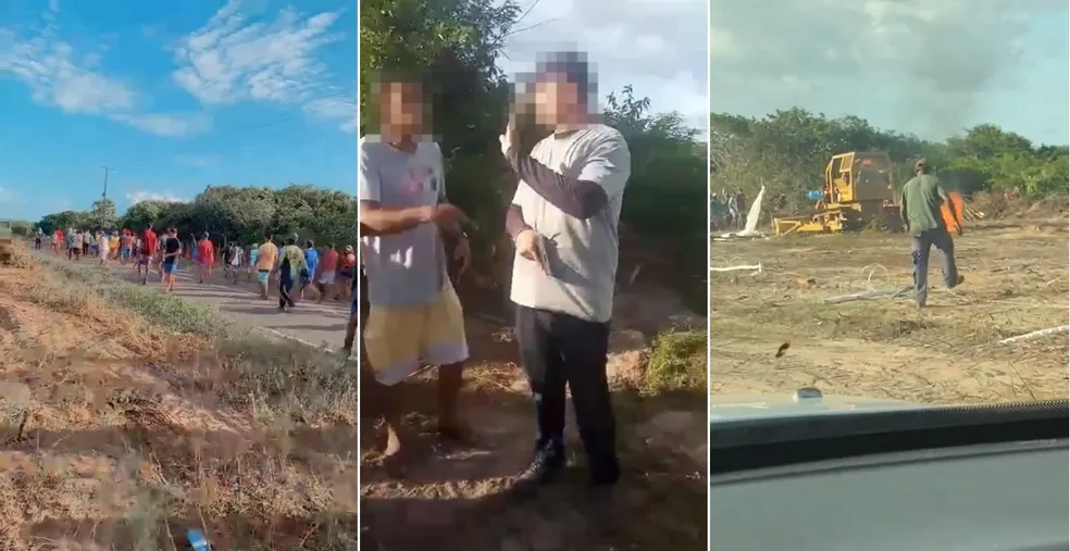 Moradores incendeiam trator e ocupam terreno para evitar construção em Barra Grande