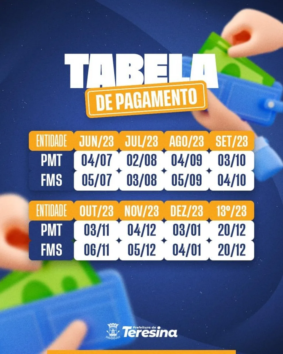 Prefeitura de Teresina altera tabela de pagamento dos servidores; confira — Foto: Reprodução
