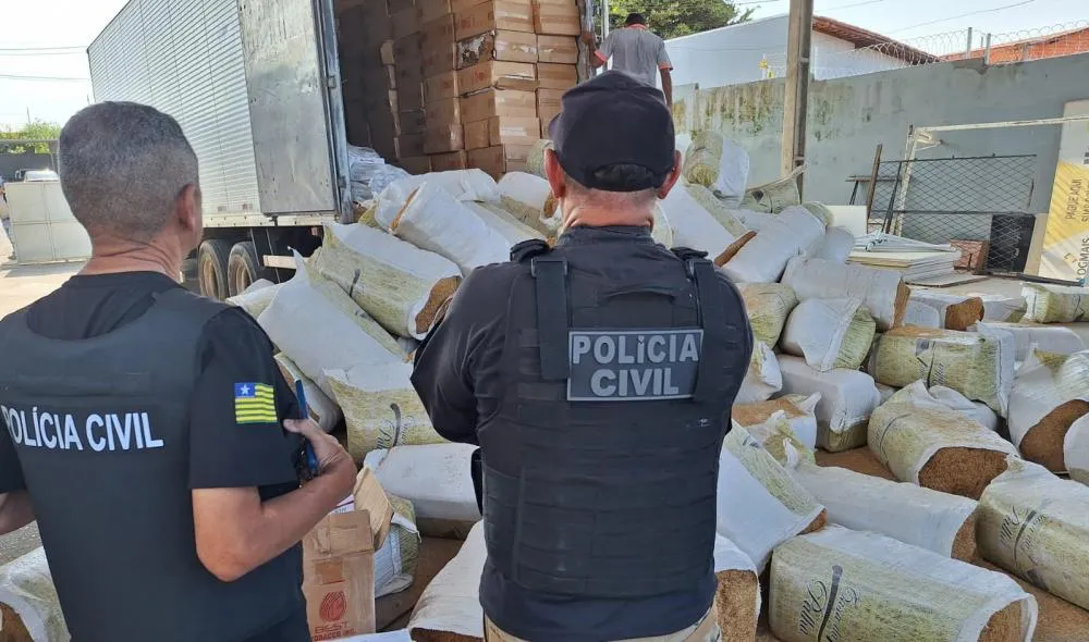 Caminhão com carga de cigarros (Foto: Polícia Civil)