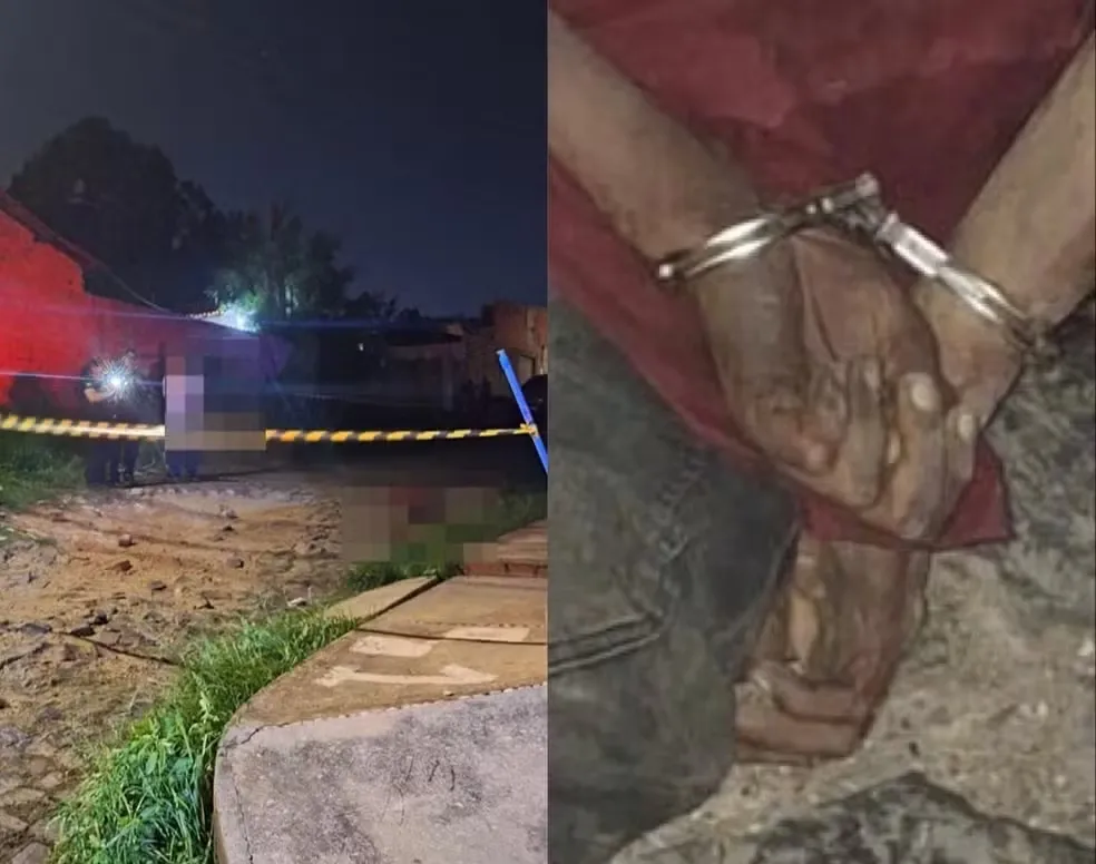 Homem é encontrado morto a tiros na Zona Leste de Teresina. Vítima estava algemada. — Foto: PM-PI