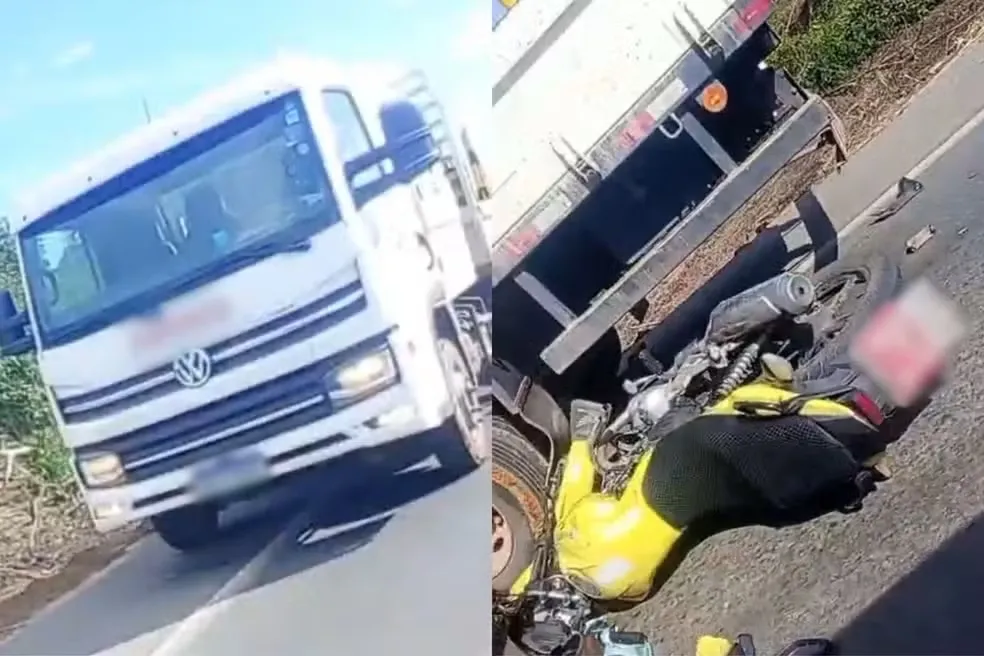 Mototaxista de 67 anos fica gravemente ferido após acidente com caminhão na BR-343 — Foto: Reprodução/Redes Sociais