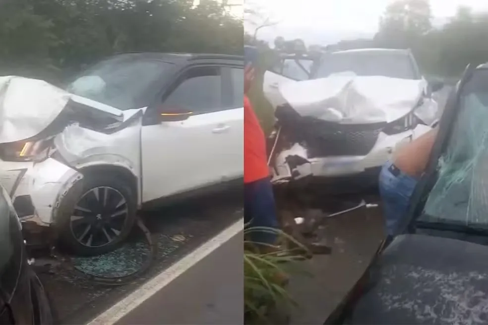 Mulher morre e homem fica ferido após batida entre carros na BR-343, no Piauí — Foto: Reprodução/Redes Sociais