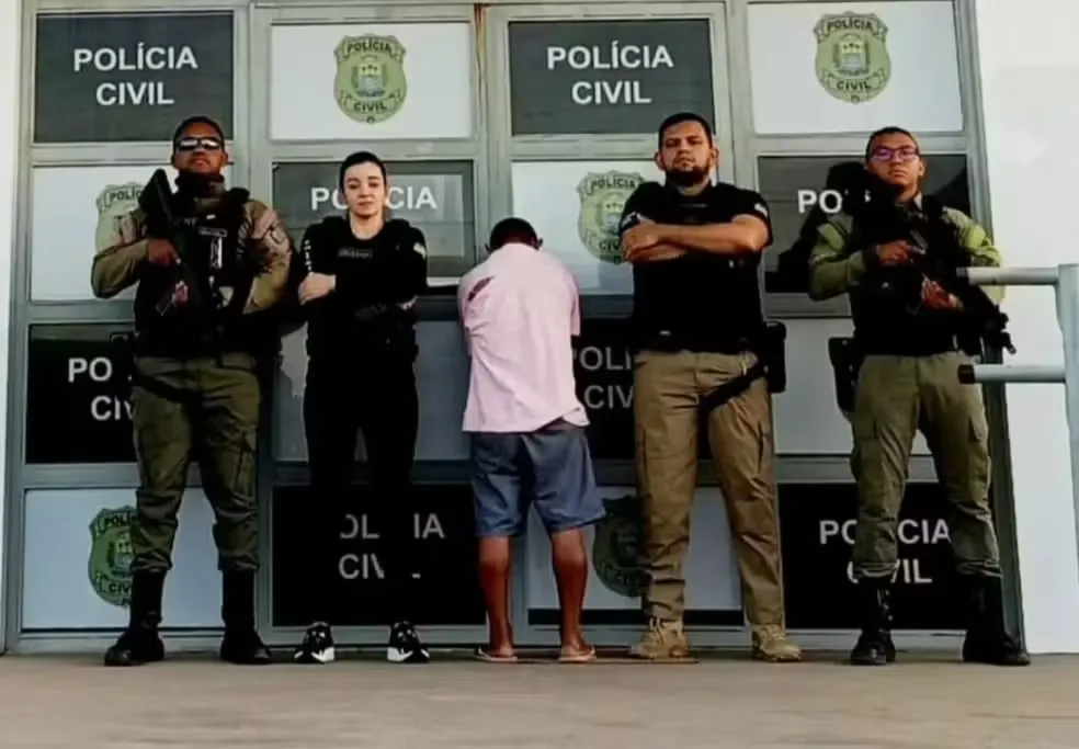 Homem é preso suspeito de agredir companheira grávida no Piauí — Foto: Divulgação/PMPI