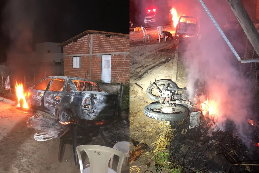 Veículos incendiados (Foto: PM-PI)