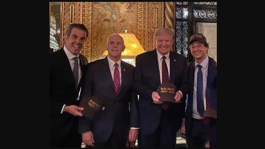 Fabio Wajngarten ao lado do presidente dos EUA, Donald Trump - Imagem: Reprodução