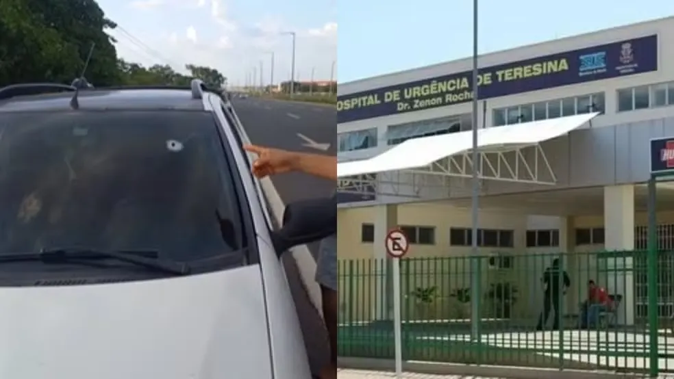 Mulher baleada no pescoço enquanto estava dentro de carro segue internada no Hospital de Urgência de Teresina — Foto: Reprodução