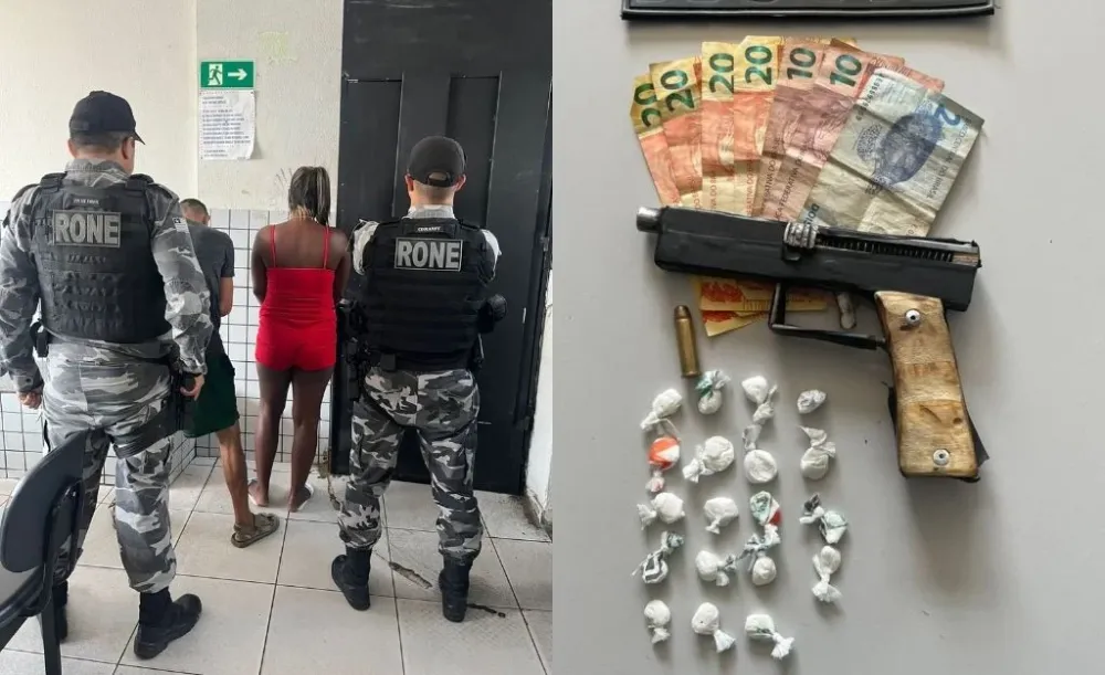 Homem e mulher são presos com arma e drogas na zona Norte de Teresina (Foto: PM-PI)
