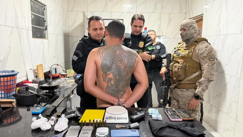 Homem preso em Altos-PI. (Foto: SSP-PI)