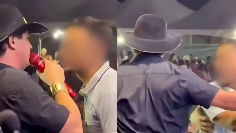 Cantor Natanzinho Lima relata ameaça em show e homem é contido — Foto: Reprodução
