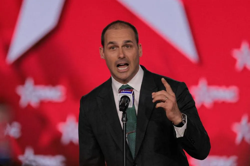 O ex-deputado Eduardo Bolsonaro (PL-SP), em evento conservador nos EUA - Callaghan O'Hare - 27.mar.26/Reuters