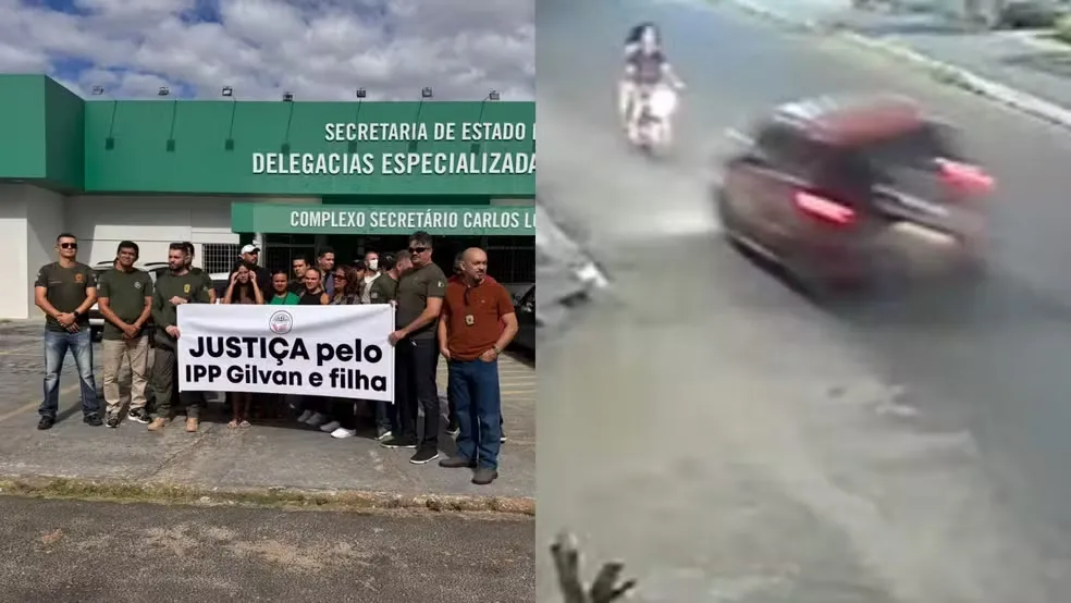 Familiares e amigos fazem manifestação após atropelamento de policial penal e filha no PI — Foto: Eduarda Barradas / Reprodução