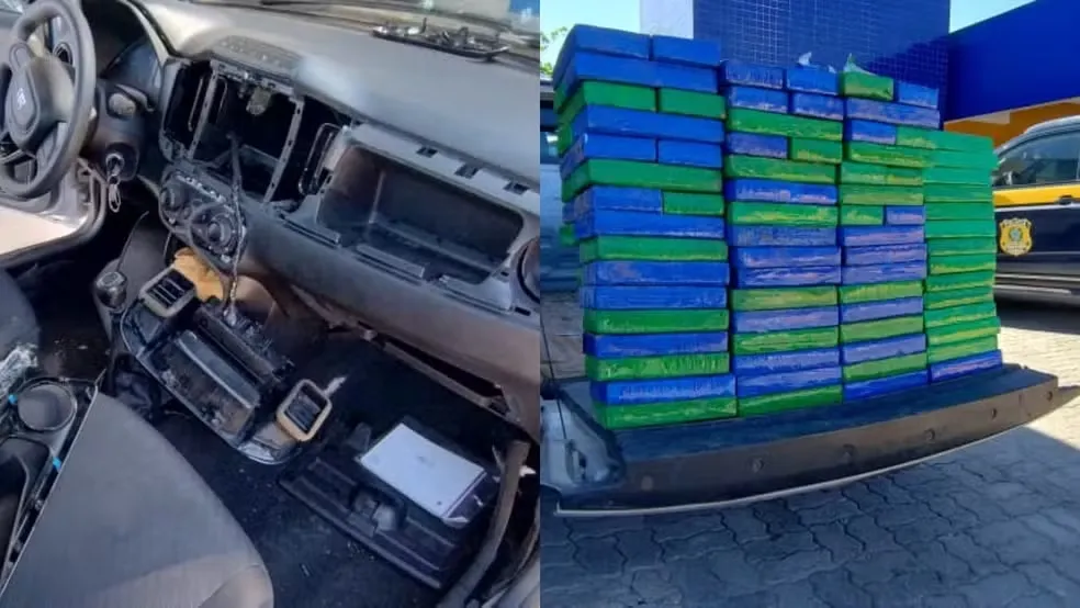 Droga é apreendida escondida em carro no Litoral do Piauí — Foto: Reprodução (PRF)