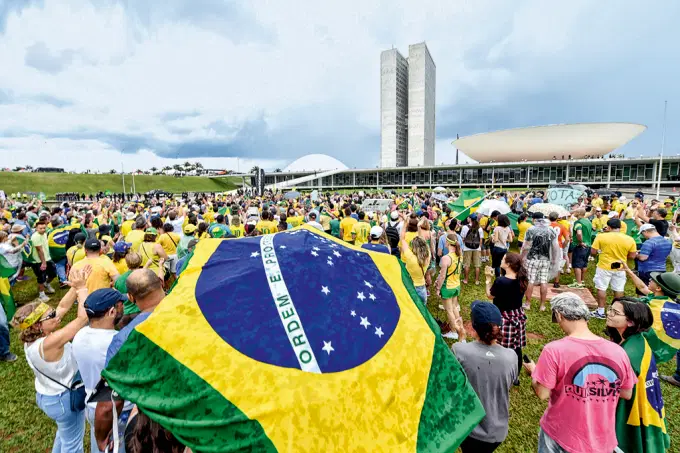 Protestos: investigadores dizem que grupo bolsonarista arrecadou R$ 10 mil às vésperas do ataque ao prédio do STF (Evaristo Sá/AFP) 