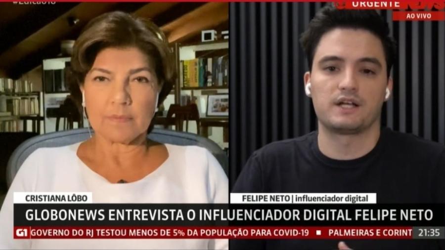 Na GloboNews, Felipe Neto critica o próprio canal e a rival CNN