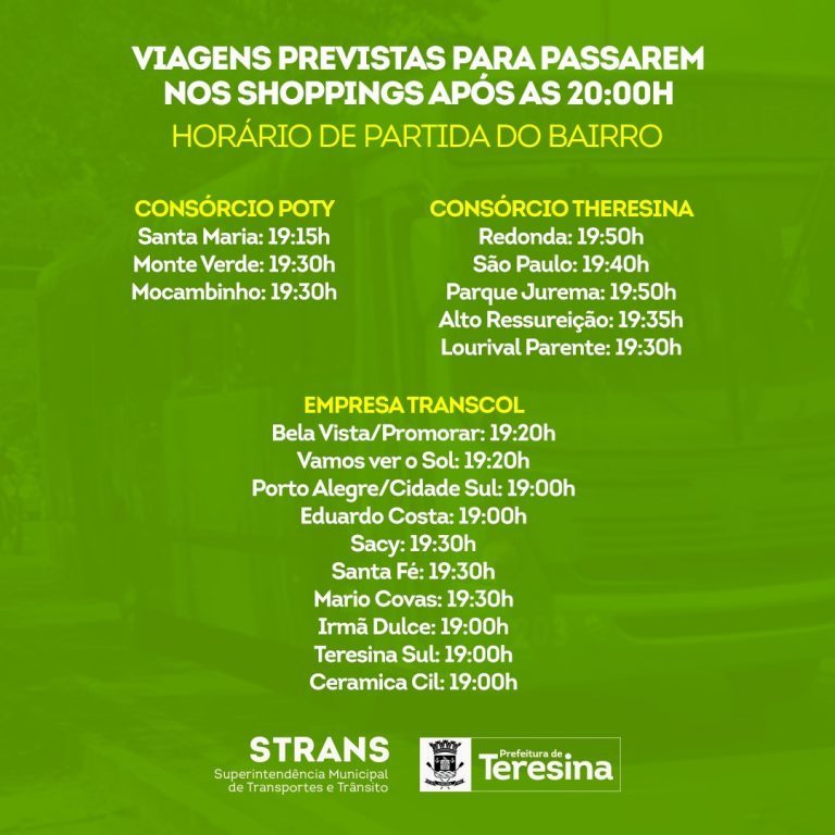Strans disponibiliza linhas de ônibus para atender trabalhadores dos shoppings
