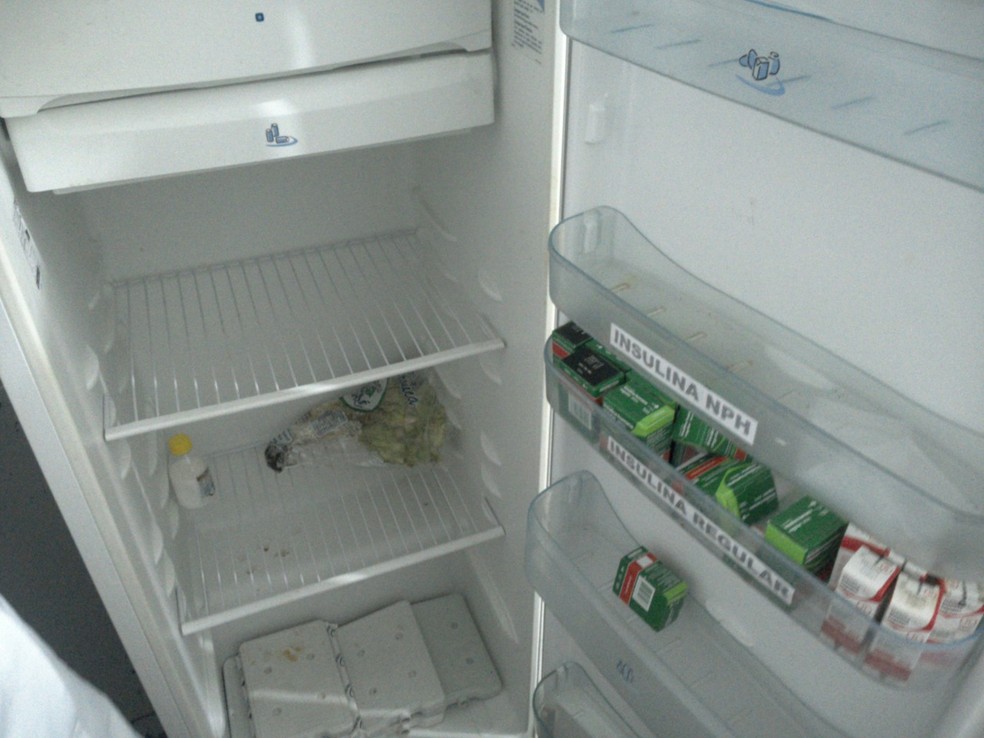 Insulina estava armazenada na porta das geladeiras, o que não é correto, segundo o CRM — Foto: Divulgação/CRM-PI