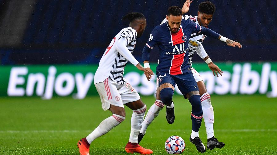 Neymar em ação na estreia do PSG na Liga dos Campeões 2020/21, contra o Manchester United, no Parque dos Príncipes - Imagem: Aurelien Meunier/PSG