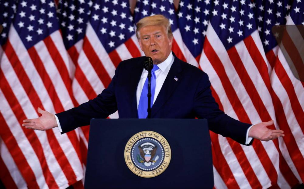 Presidente americano em discurso em que se declarou vencedor da eleição mesmo antes do fim da apuração - Carlos Barria/Reuters