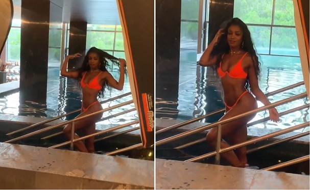 Iza mostra ensaio na piscina e posta: 'Um talismã desse, bicho'