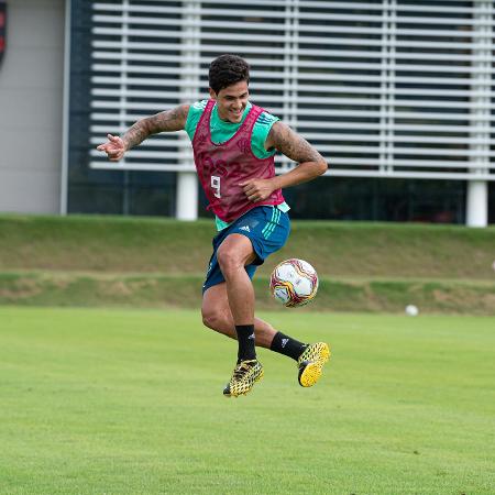 Pedro treina com bola no Ninho do Urubu, CT do Flamengo - Imagem: Alexandre Vidal/Flamengo