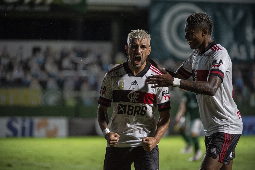 Arrascaeta comemora gol pelo Flamengo — Foto: Alexandre Vidal / Flamengo