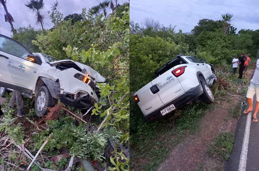 Carro da Prefeitura de Assunção do Piauí tomba em Campo Maior