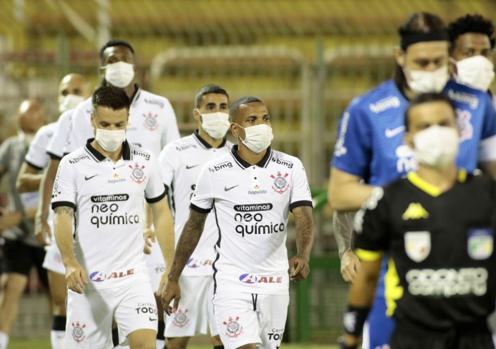 Jogadores do Corinthians antes de jogo contra o Mirassol — Foto: Rodrigo Coca/Agência Corinthians