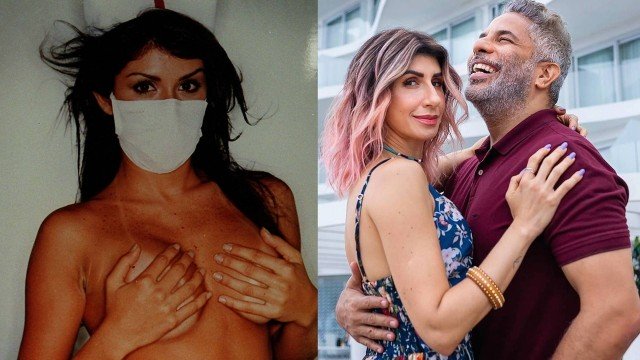 Ane Latuf como Enfermeira do Funk e hoje com o marido Luka Ribeiro Foto: Sergio Andrade e Flavia Martins/ reprodução/ instagram
