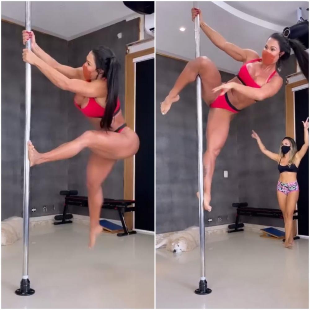 Gracyanne Barbosa arrasa em aula de pole dance e impressiona seguidores (Foto: Reprodução/Instagram)