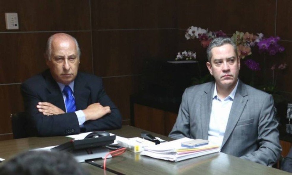 Marco Polo del Nero e Rogério Caboclo eram aliados na CBF — Foto: Lucas Figueiredo/Divulgação/CBF