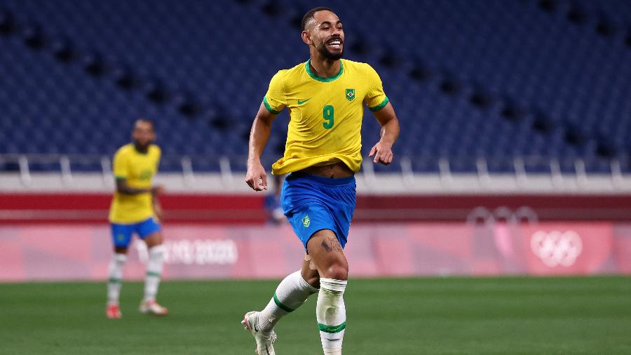 Matheus Cunha marcou pela seleção brasileira contra o Egito aos 36 minutos do primeiro tempo | Imagem: Buda Mendes/Getty Images