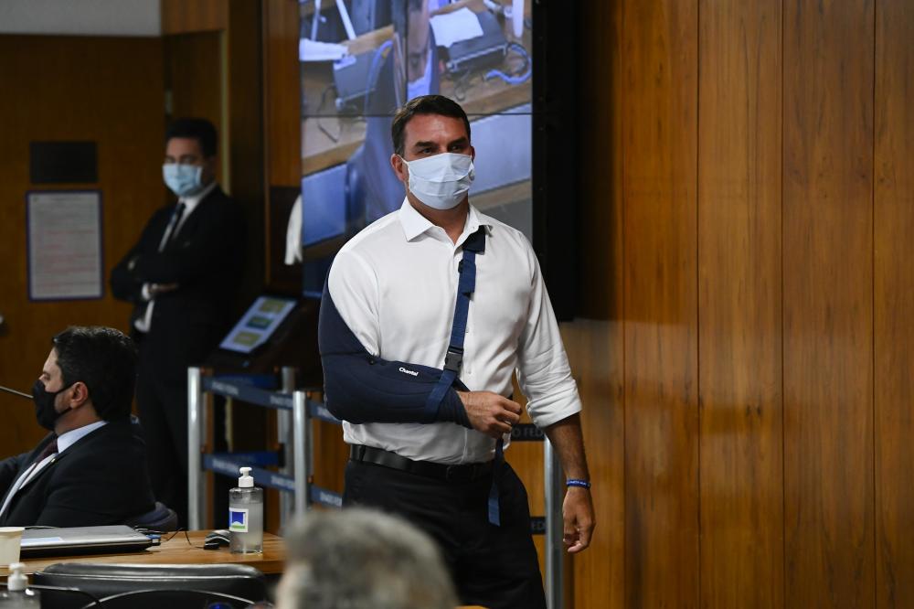 Flavio Bolsonaro na CPI da Covid | Edilson Rodrigues/Agência Senado