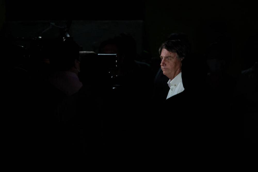 O presidente Jair Bolsonaro durante entrevista para TVs em Eldorado, interior do estado de São Paulo - Eduardo Anizelli - 21.ago.21/Folhapress