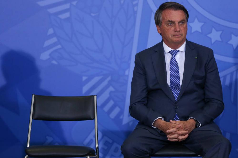 O presidente Jair Bolsonaro, durante cerimônia de lançamento do programa habitacional voltado aos profissionais das forças de segurança, no Palácio do Planalto - Pedro Ladeira/Folhapress