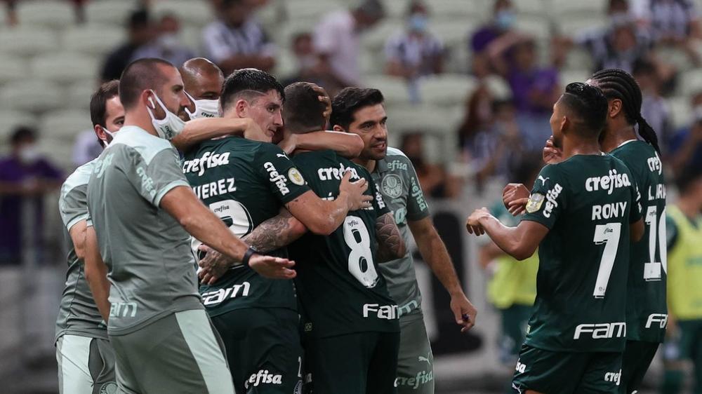 Abel Ferreira e Weverton em Ceará x Palmeiras — Foto: César Greco/Agência Palmeiras