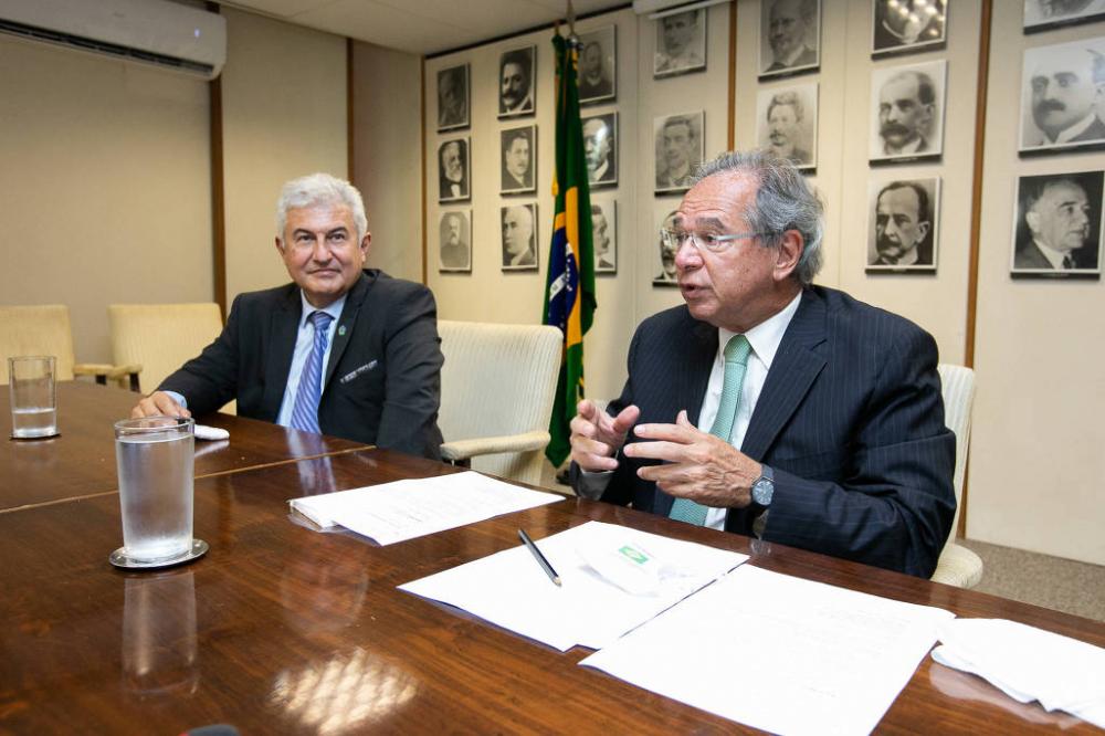 Ministros Marcos Pontes e Paulo Gudes - Washington Costa/Ministério da Economia