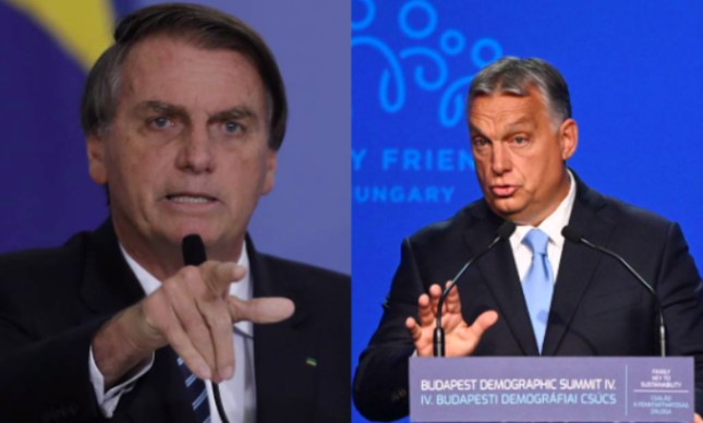 Bolsonaro e o primeiro-ministro da Hungria, Viktor Orbán | Attila Kisbenedek / AFP