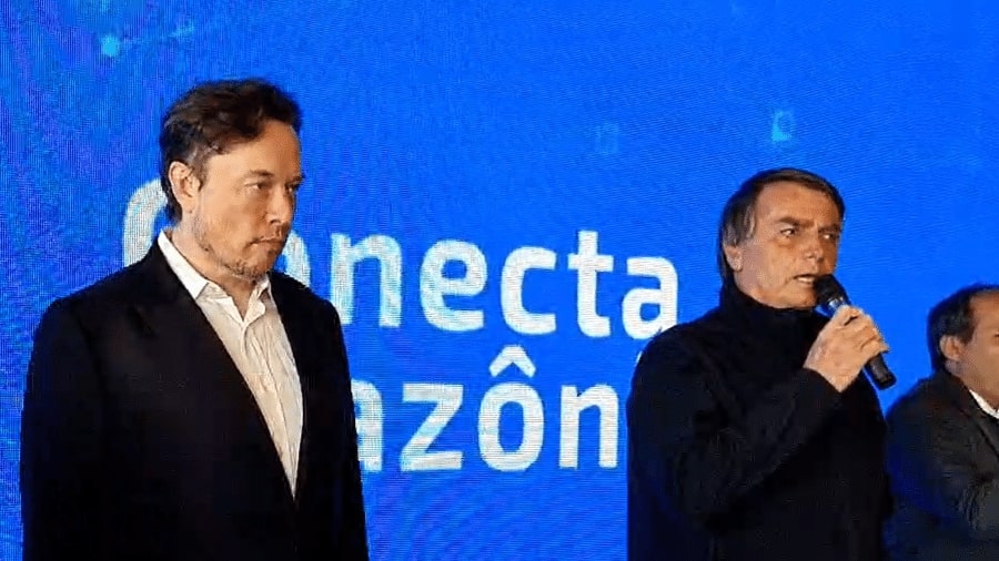 O empresário Elon Musk e o presidente Jair Bolsonaro em encontro no interior de SP | Imagem: Reprodução/Facebook/Jair Messias Bolsonaro