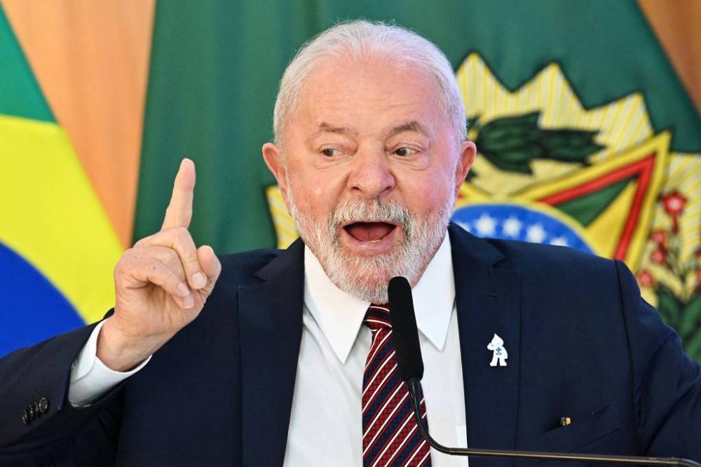 O presidente Lula, durante reunião em que fez balanço de cem dias do governo - Evaristo Sá/AFP