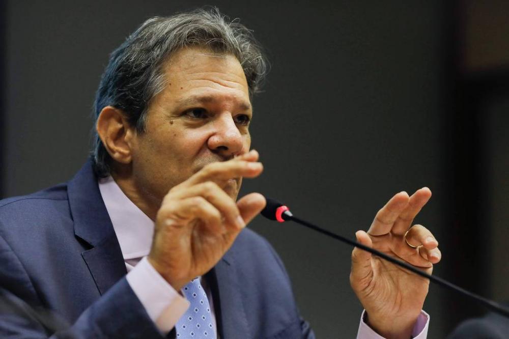 Ministro Fernando Haddad em coletiva de imprensa. - 30.mar.2023-Sergio Lima / AFP