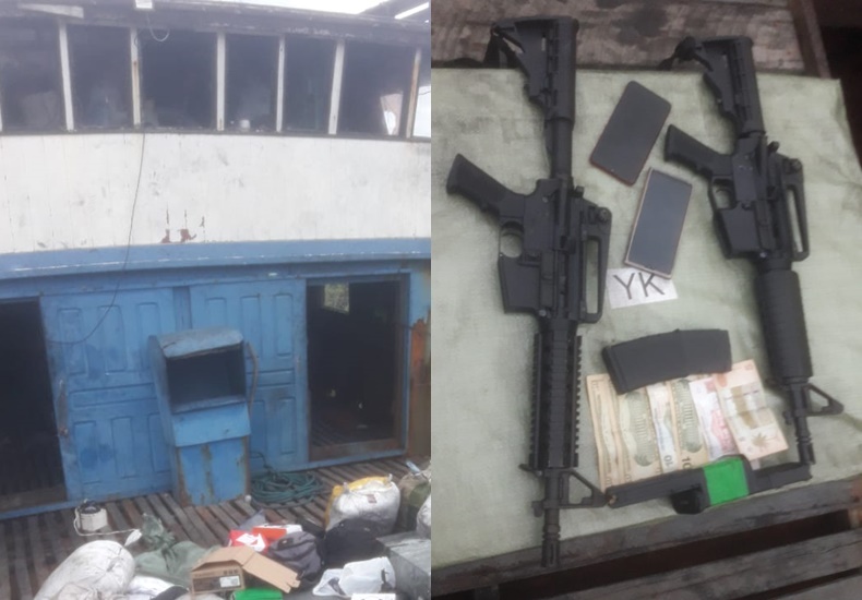 Marinha e PM localizam barco com armas e produtos contrabandeados no litoral